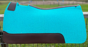 SKY BLUE SADDLE PADS - BROWN LEATHER