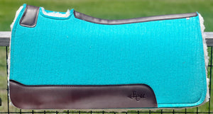 SKY BLUE SADDLE PADS - BROWN LEATHER