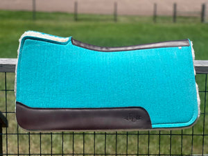 SKY BLUE SADDLE PADS - BROWN LEATHER