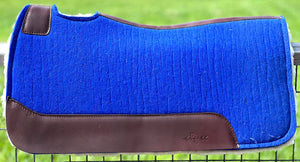 ROYAL BLUE SADDLE PADS - BROWN LEATHER