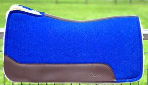 ROYAL BLUE SADDLE PADS - BROWN LEATHER