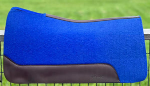 ROYAL BLUE SADDLE PADS - BROWN LEATHER