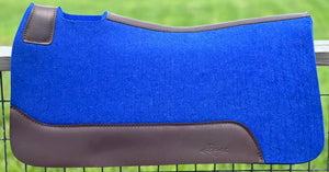 ROYAL BLUE SADDLE PADS - BROWN LEATHER