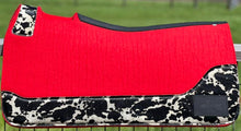 Load image into Gallery viewer, RED SADDLE PADS - HAIR ON HIDE ( LEOPARD AND COW PRINT)