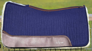 NAVY SADDLE PADS BROWN LEATHER