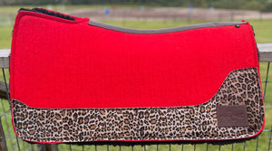 RED SADDLE PADS - HAIR ON HIDE ( LEOPARD AND COW PRINT)