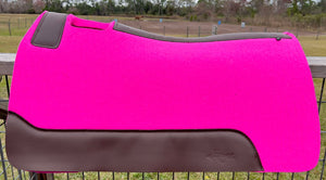 HOT PINK SADDLE PADS - BROWN LEATHER