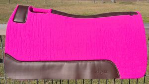 HOT PINK SADDLE PADS - BROWN LEATHER