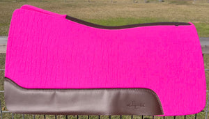 HOT PINK SADDLE PADS - BROWN LEATHER