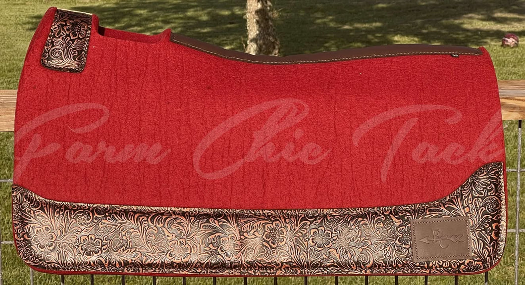 AUBURN (BURNT RED/ORANGE) SADDLE PADS - DESIGNER LEATHER
