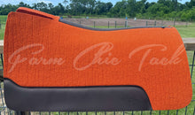 Load image into Gallery viewer, ORANGE SADDLE PADS - BROWN AND DESIGNER LEATHER