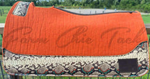 Load image into Gallery viewer, ORANGE SADDLE PADS - BROWN AND DESIGNER LEATHER