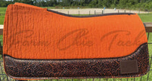 Load image into Gallery viewer, ORANGE SADDLE PADS - BROWN AND DESIGNER LEATHER