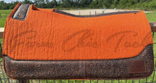 Load image into Gallery viewer, ORANGE SADDLE PADS - BROWN AND DESIGNER LEATHER