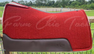 AUBURN (BURNT RED/ORANGE COLOR) SADDLE PADS - BROWN LEATHER