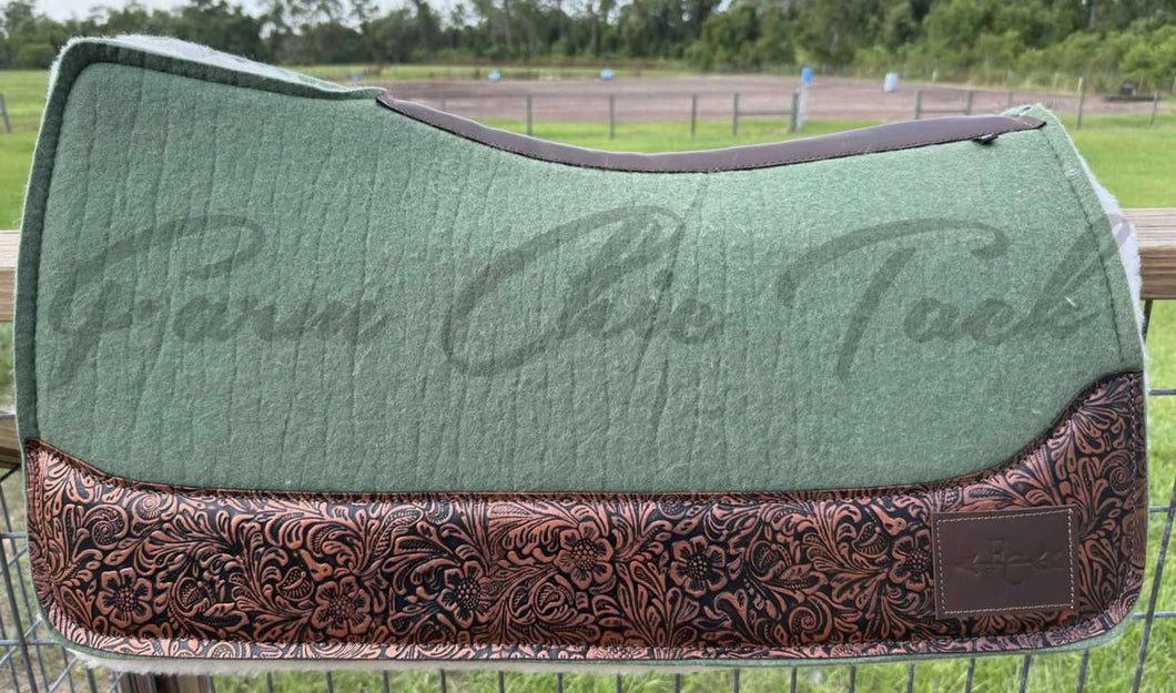 OLIVE SADDLE PADS - DESIGNER LEATHER