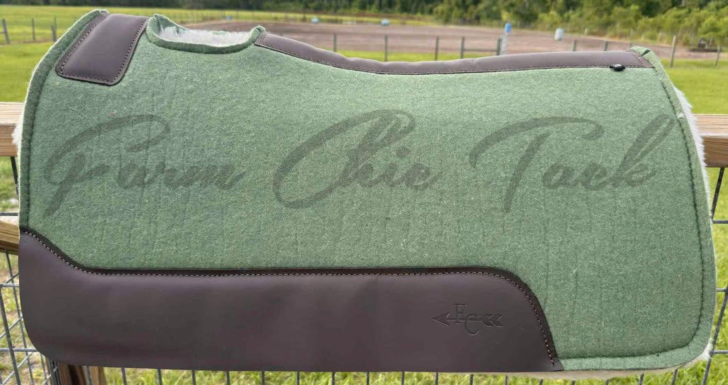 OLIVE SADDLE PADS - BROWN LEATHER