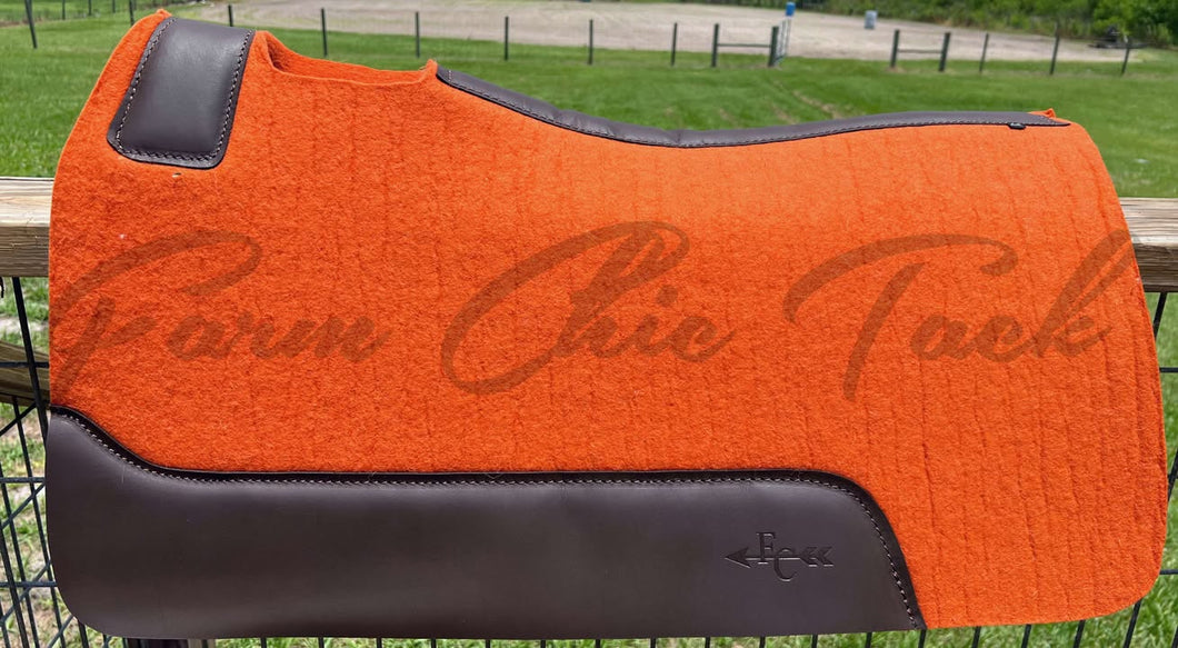 ORANGE SADDLE PADS - BROWN AND DESIGNER LEATHER