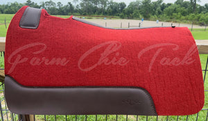 AUBURN (BURNT RED/ORANGE COLOR) SADDLE PADS - BROWN LEATHER