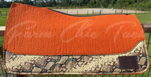 Load image into Gallery viewer, ORANGE SADDLE PADS - BROWN AND DESIGNER LEATHER