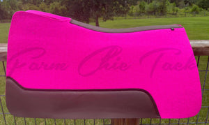 HOT PINK SADDLE PADS - BROWN LEATHER